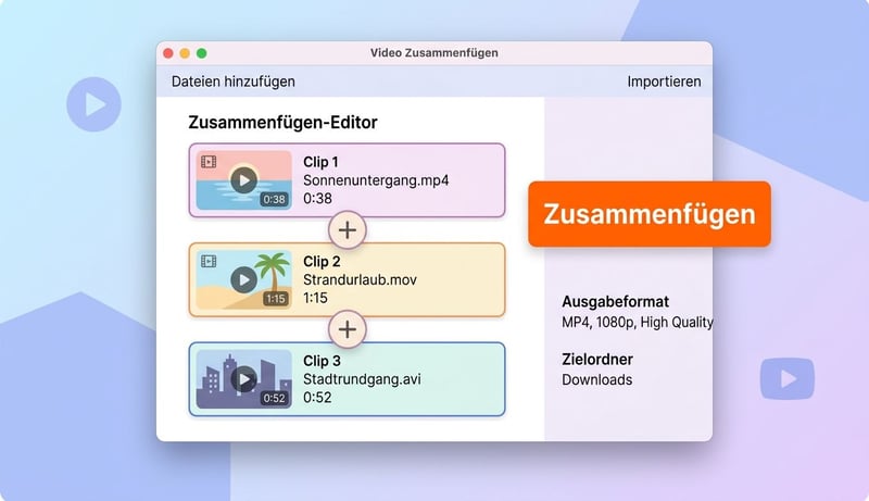 Konzept Video-Merge Tool Timeline