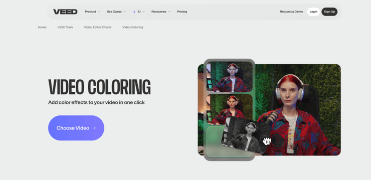 colorize video online free with veed