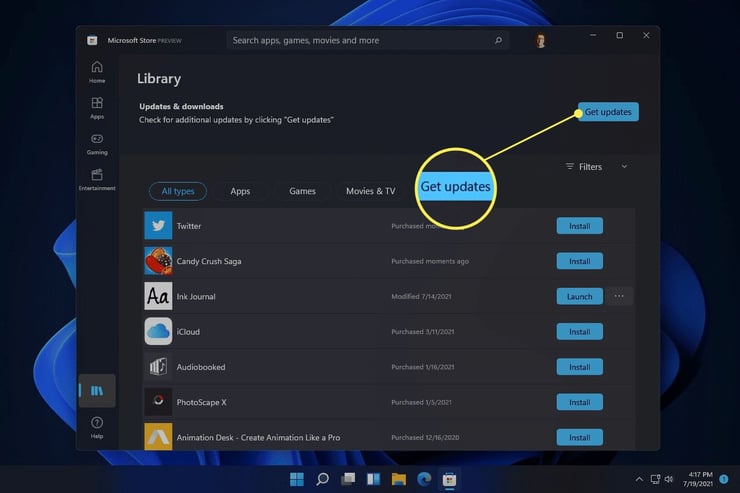update app on windows