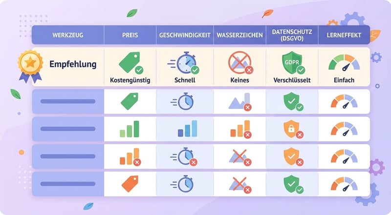 5 MOV-zu-MP4-Konverter im Vergleich – Preis, Konvertierungszeit, Wasserzeichen, DSGVO, Lernkurve