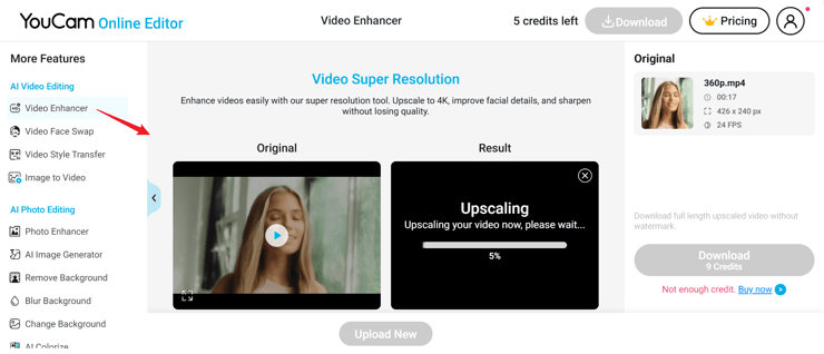 how to use youcam enhance video - step2