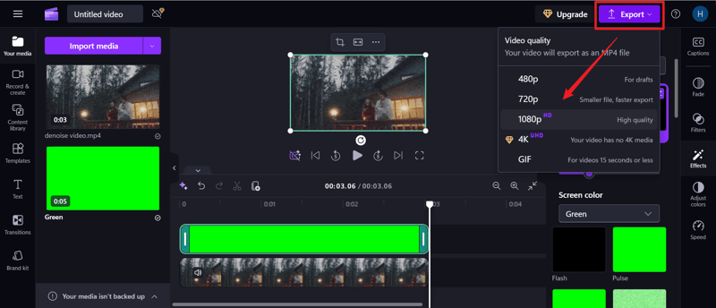 Clipchamp green screen-step5