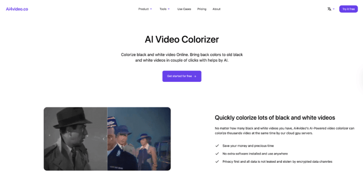 colorize video online free with Ai4video