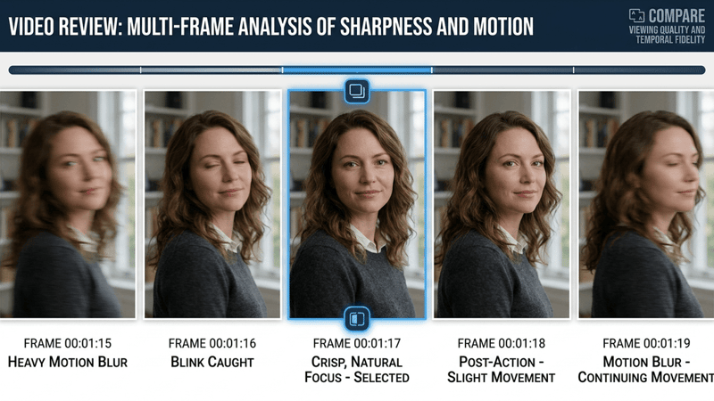 Five neighboring video frames with the sharpest photo selected