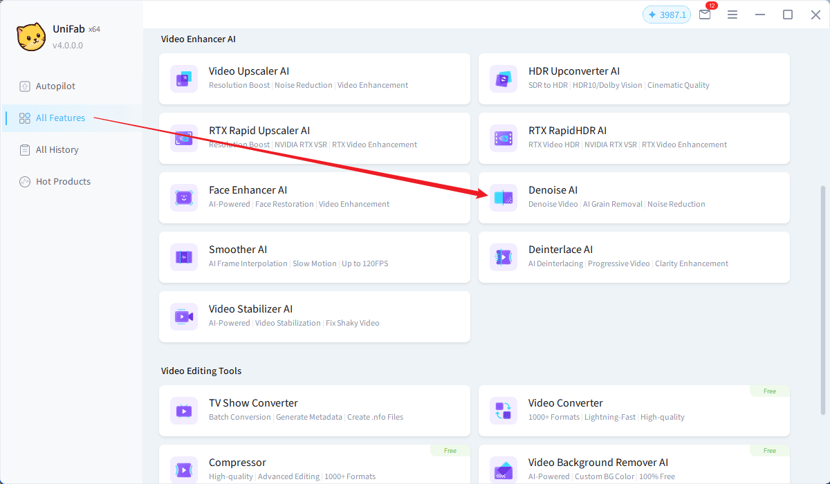 how to denoise video with unifab - Step1