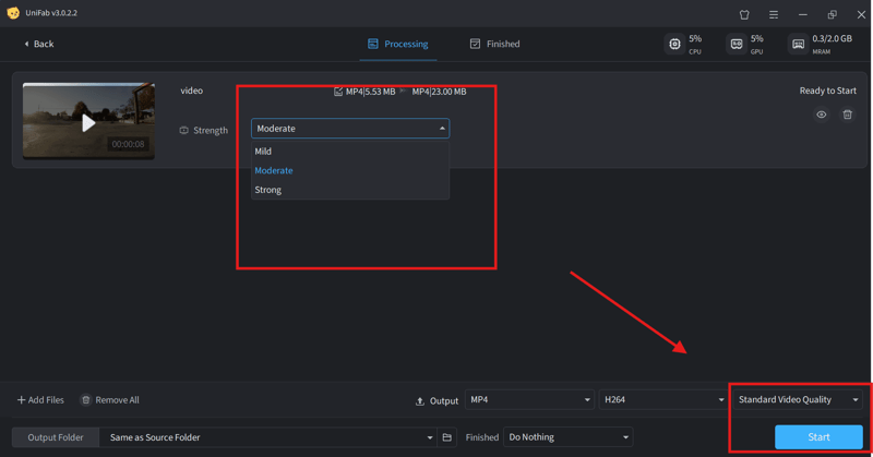 Adjust Shake Elimination Settings