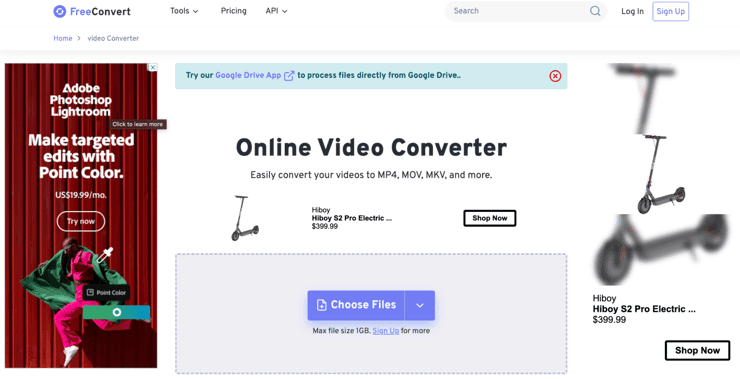 FreeConvert.com change video resolution-step2