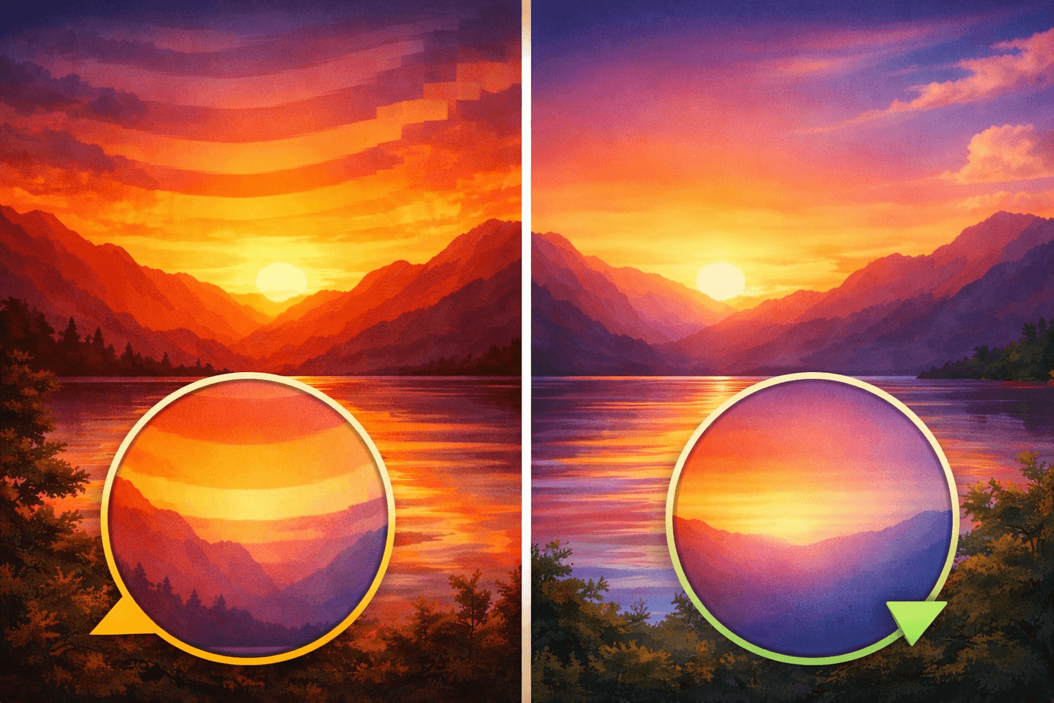 Video gradient showing visible color banding steps in a smooth background