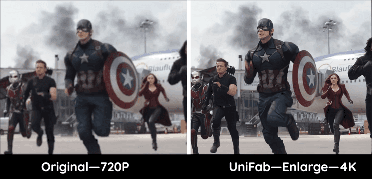 Hochskalierung von Filmvideos von 720p auf 4K unifab