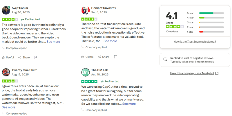vmake ai reviews on trustpilot