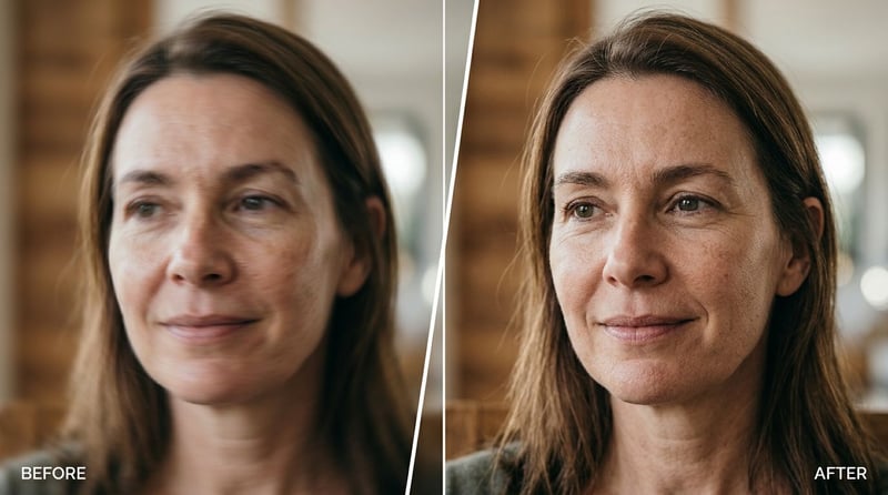 Before and after fixing a warped Kling face and upscaling to 4K with UniFab