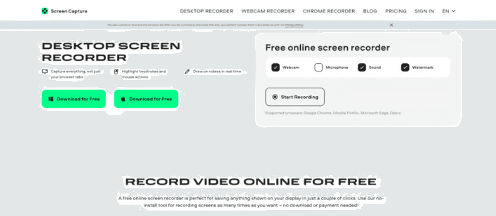 how to screen record with sound using screen capture-step1