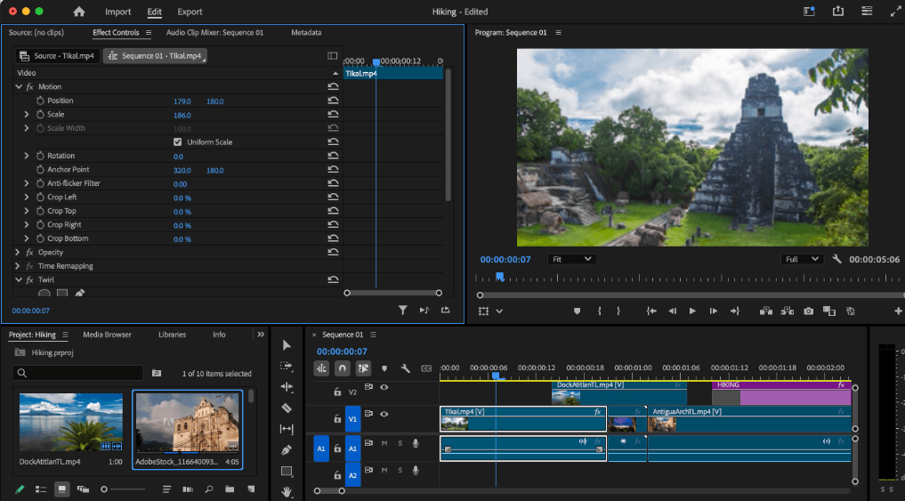 Premiere Proで映像ノイズ除去に使うエフェクト画面
