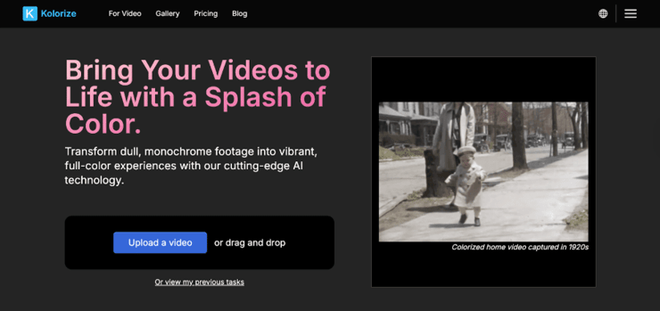 colorize video online free with kolorize