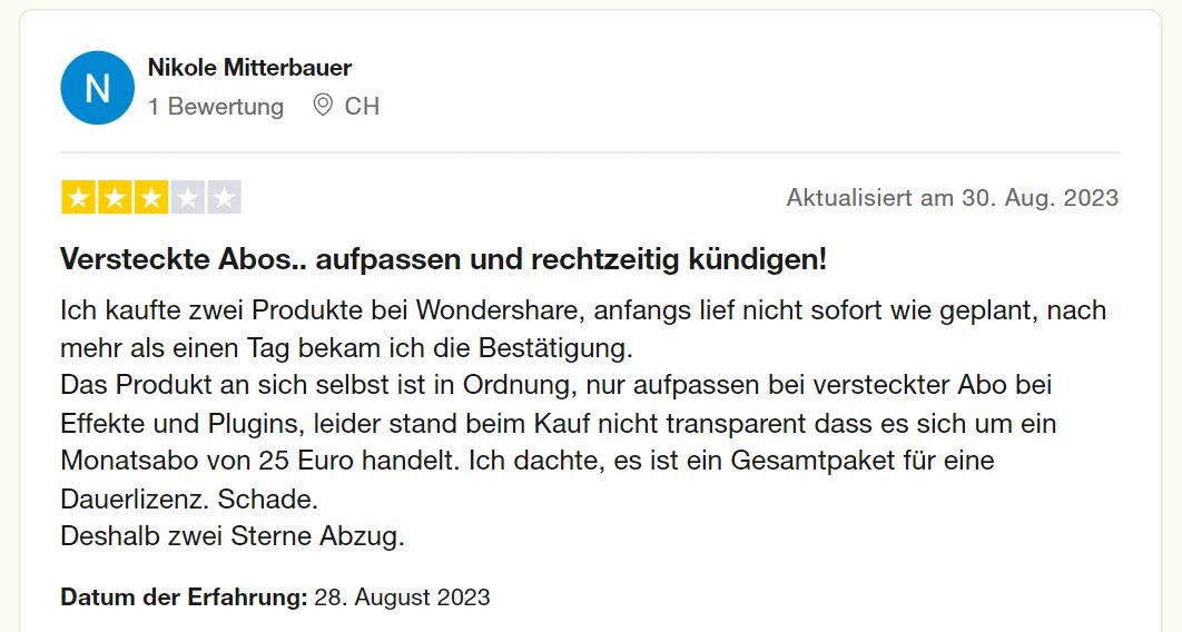 Feedback von Wondershare UniConverter