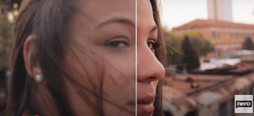 Nero AI Video Upscaler close-up sample with Face Enhancement contours