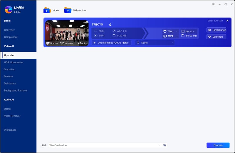 Importieren und Anpassen des Videos