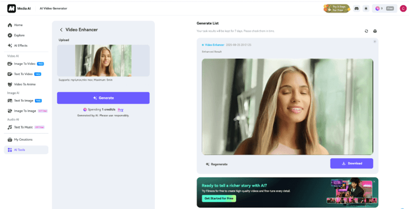 media.io 4k video upscaler online