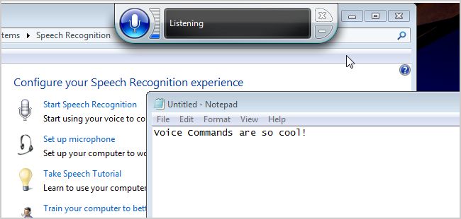 Windows Speech Recognition interface