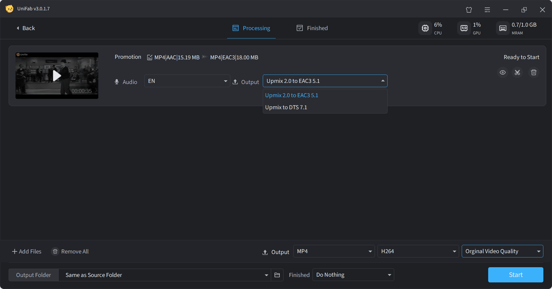 how to enhance audio quality with unifab - step2