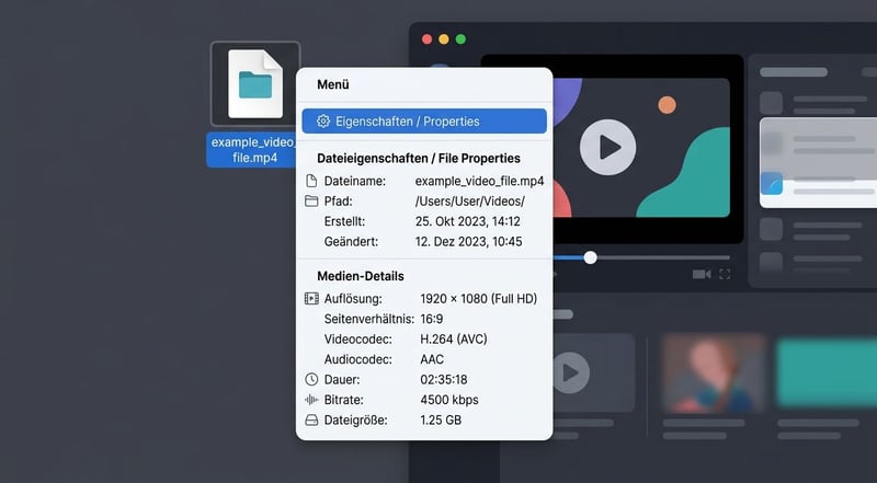 Konzept Media-Player Eigenschaften-Menü
