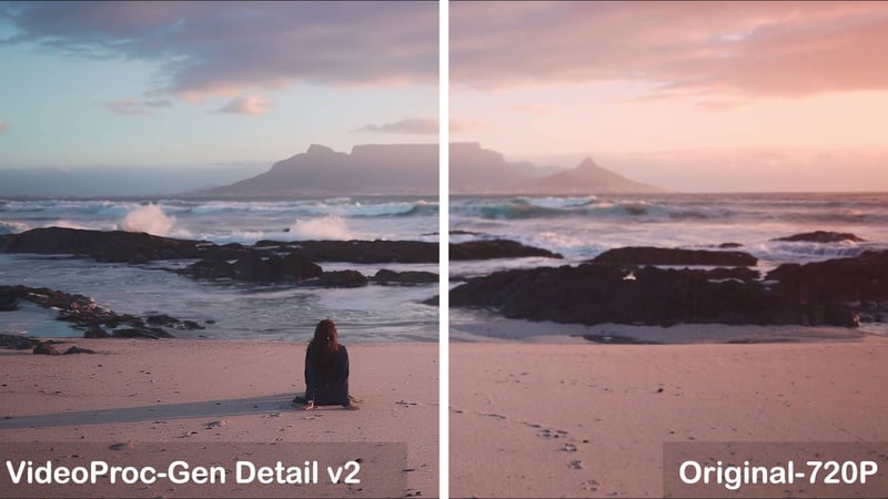 Comparison of Before and After Processing with VideoProc - Gen Detail v2 Model