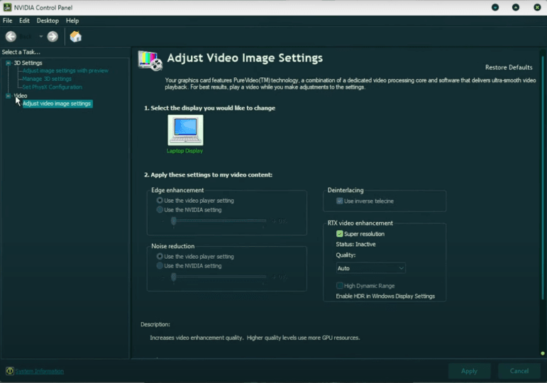 how to enable Firefox NVIDIA Super Resolution - step 2
