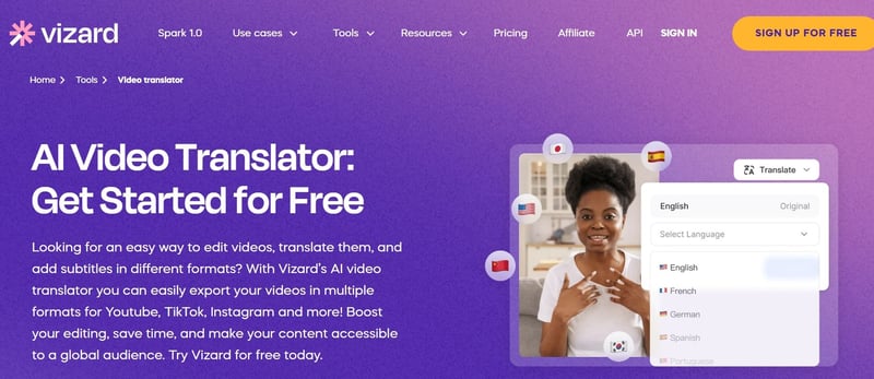 Vizard ai video translator