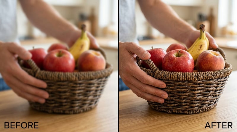 Before and after fixing a blurry AI clip into sharp, detailed video with UniFab