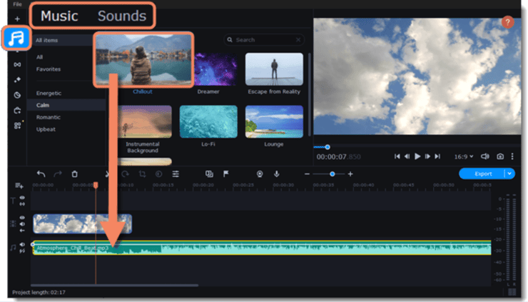 movavi video editor workspace