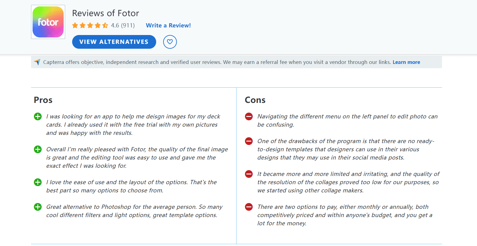 fotor review-capterra