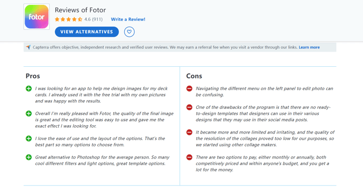 fotor review-capterra