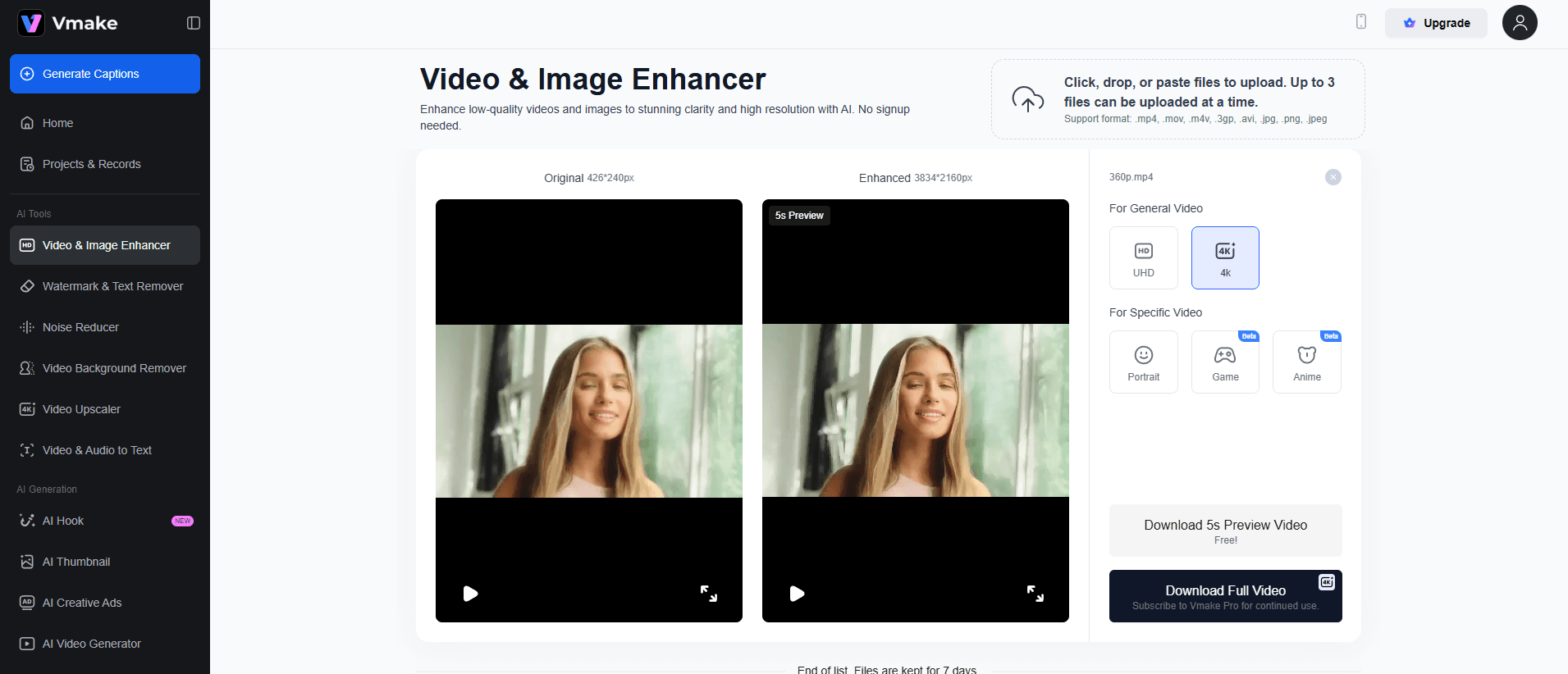 how to use vmake video enhancer - step2