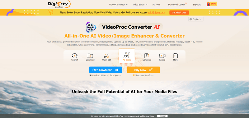 videoproc converter ai website screenshot