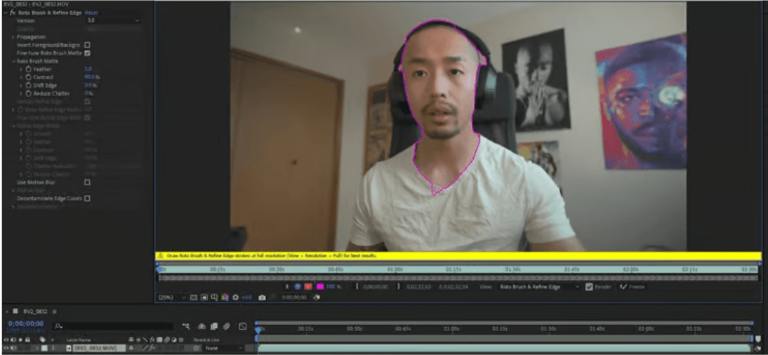 remove background in after effects without green screen-step2