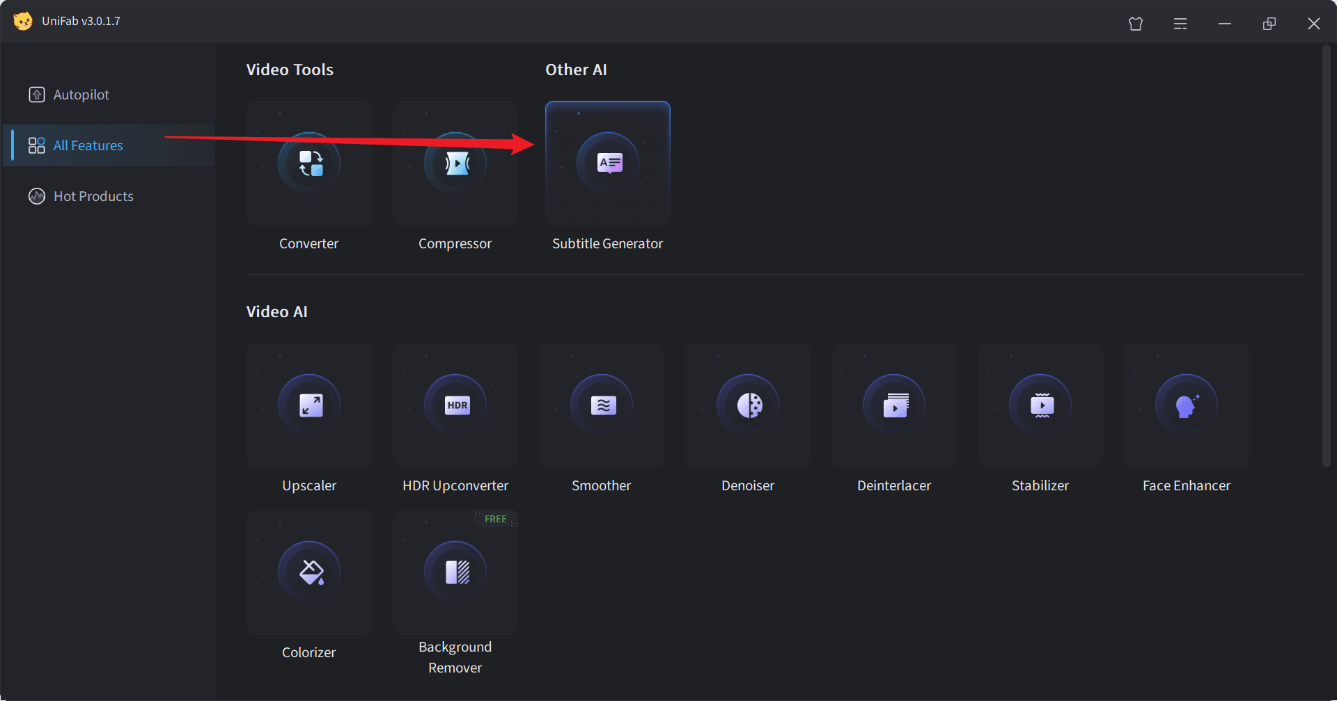 how to add subtitles to a video in UniFab - step1