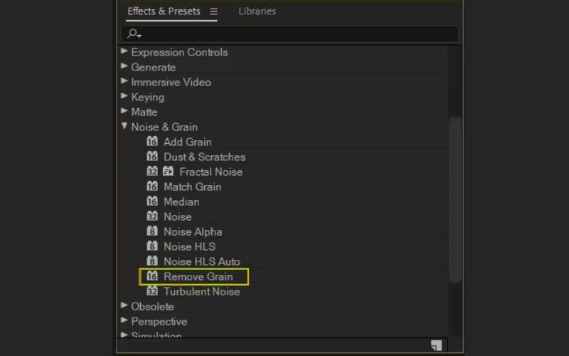 After Effects Remove Grain controls balancing noise and texture