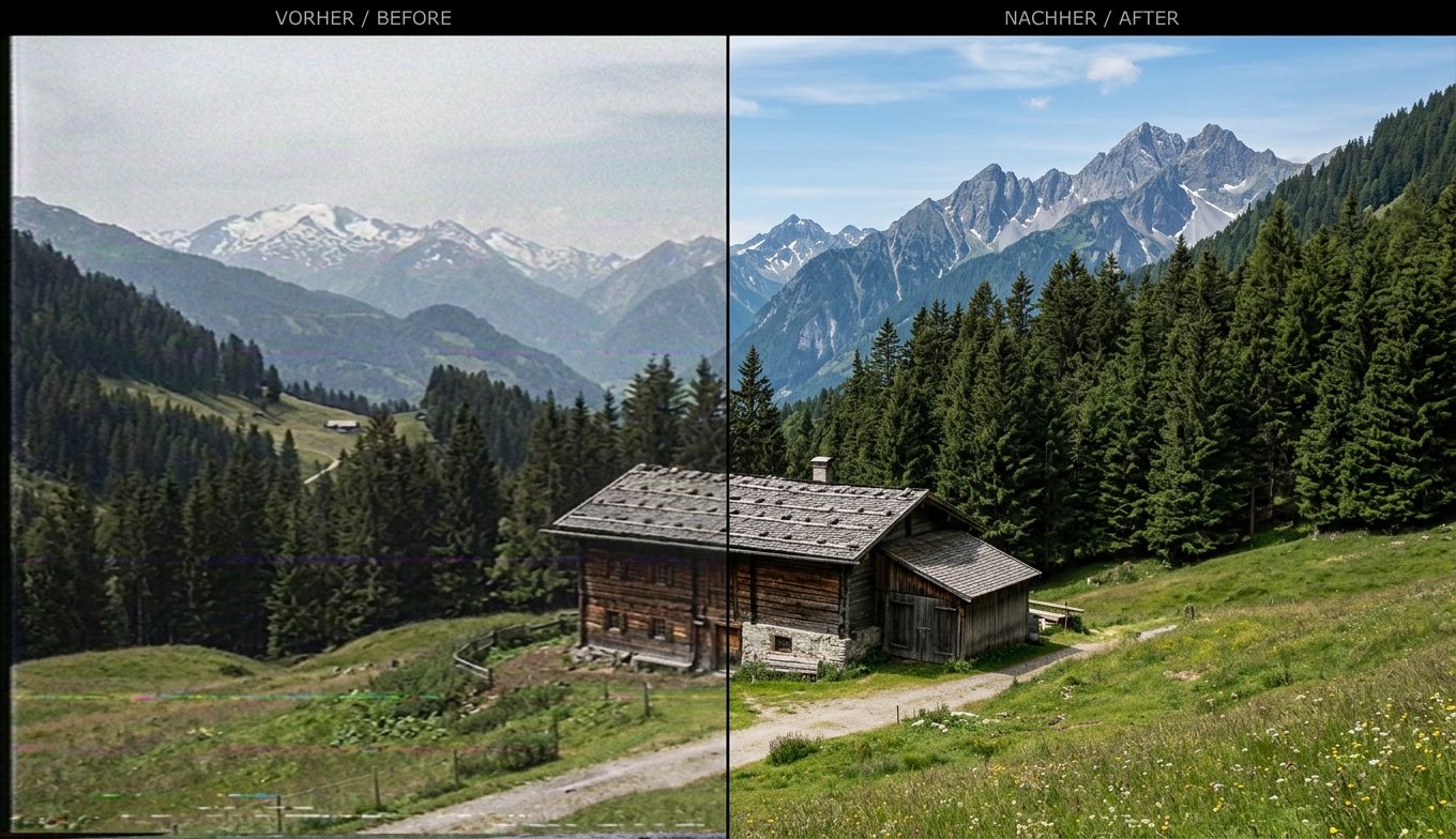 Topaz VHS Upscaling im Vorher-nachher-Vergleich einer digitalisierten PAL-Aufnahme