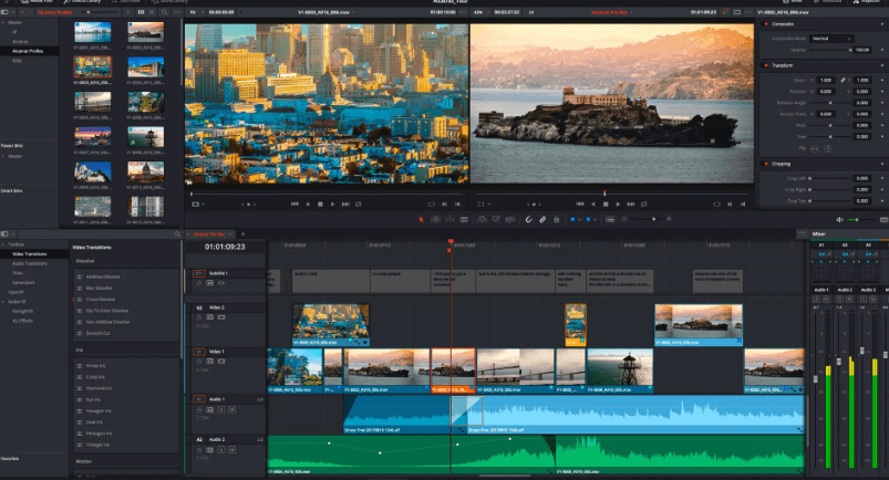 DaVinci Resolveのリタイム設定で3種類のフレーム補間方式を選ぶ画面