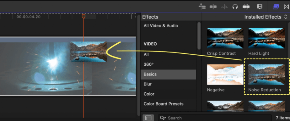degrain video in final cut pro - step1