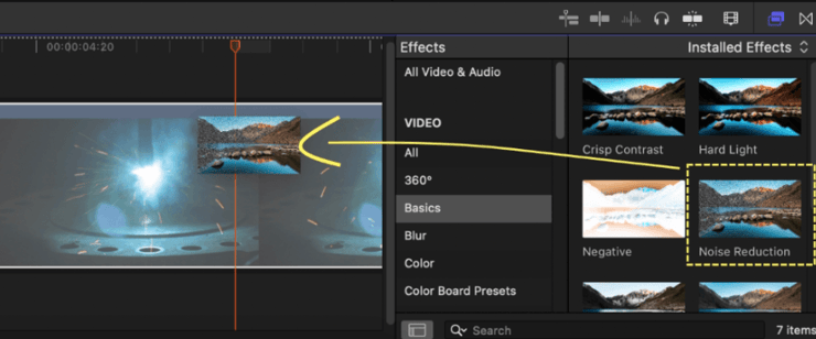 degrain video in final cut pro - step1