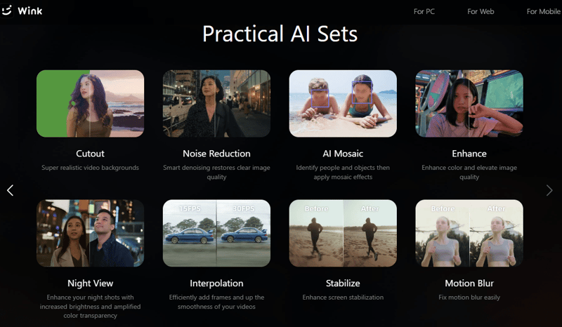 wink video enhancer website screenshot