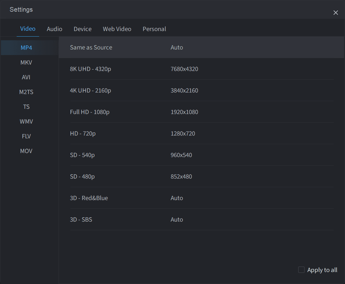 how to convert video with UniFab - step3