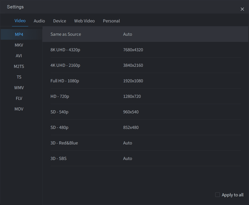 how to convert video with UniFab - step3