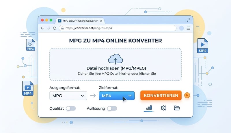 Konzept Browser-Tool MPG zu MP4 Online