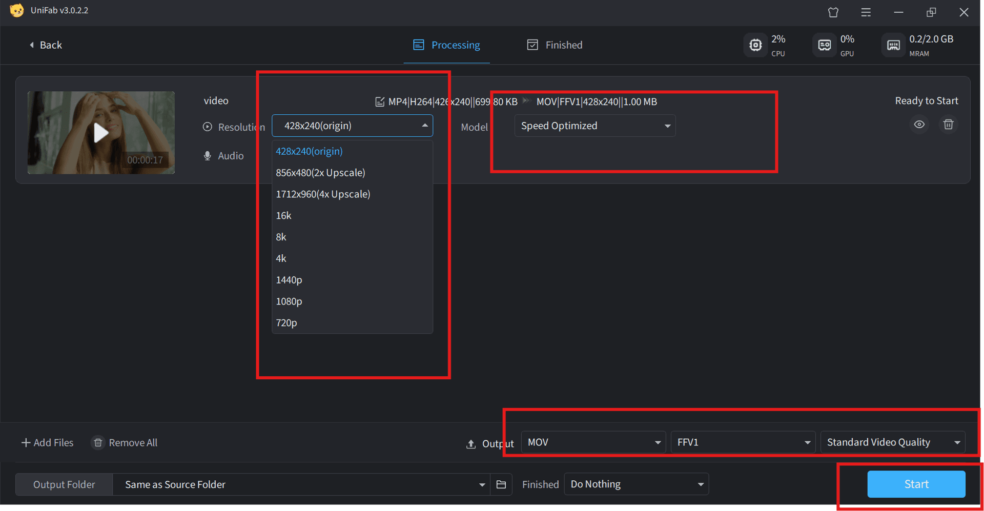 how to upscale video-step 2