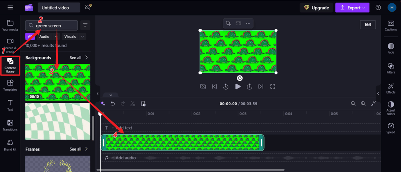 Clipchamp green screen-step2