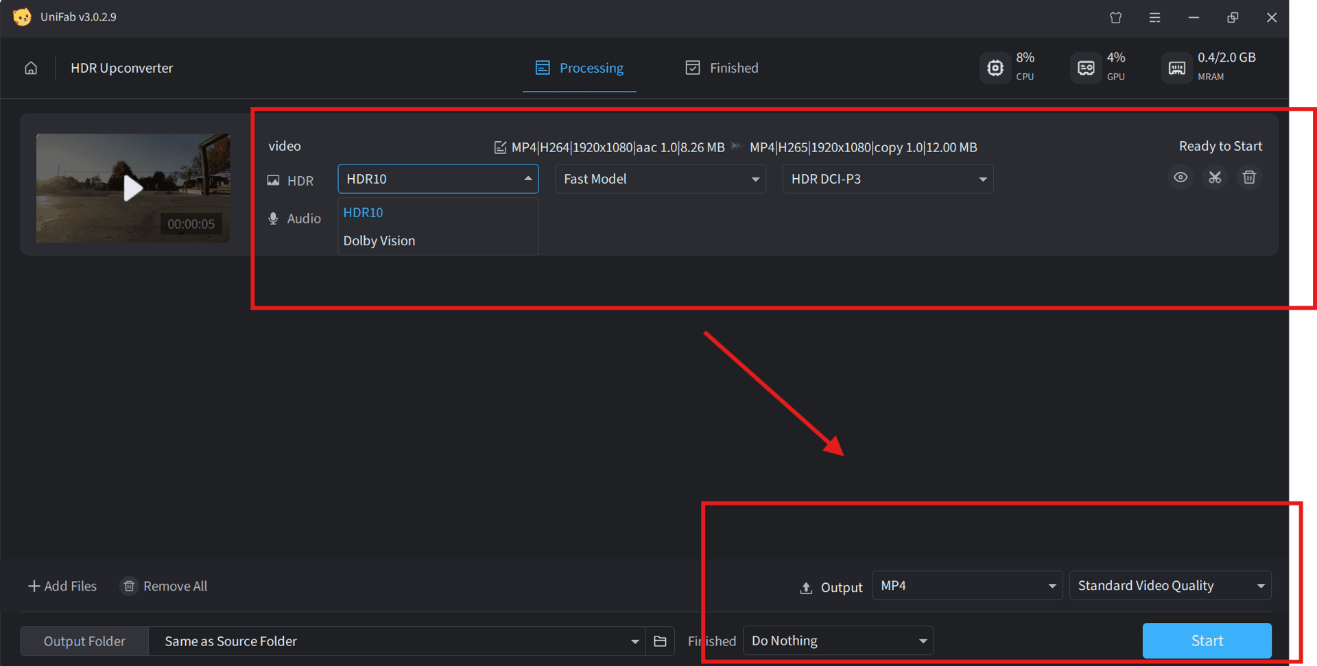 How to Color Grade Video in UniFab - step 2