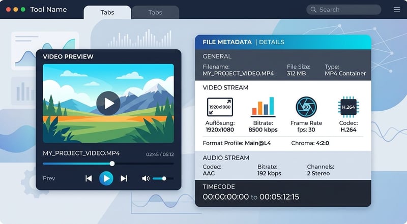 Konzept Video-Inspector Metadata-Panel