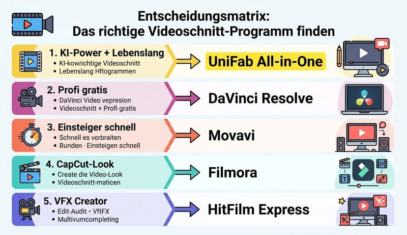 Entscheidungsmatrix: Welche CapCut-Alternative passt zu Ihrem Anwendungsfall?
